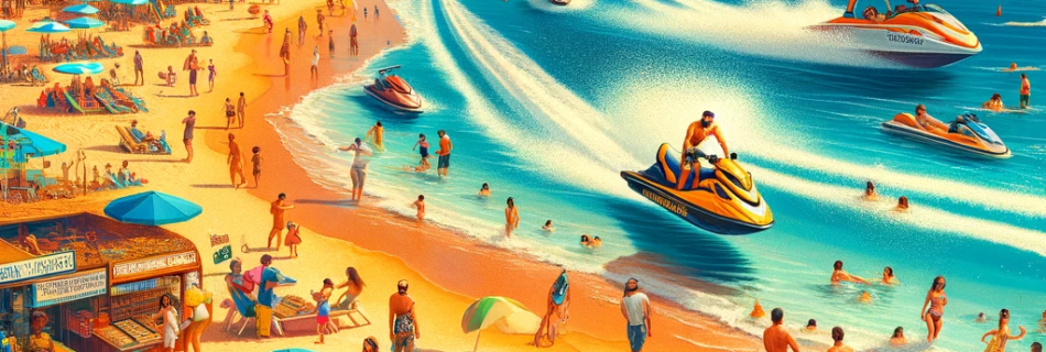 A vibrant and engaging scene at Las Glorias Beach