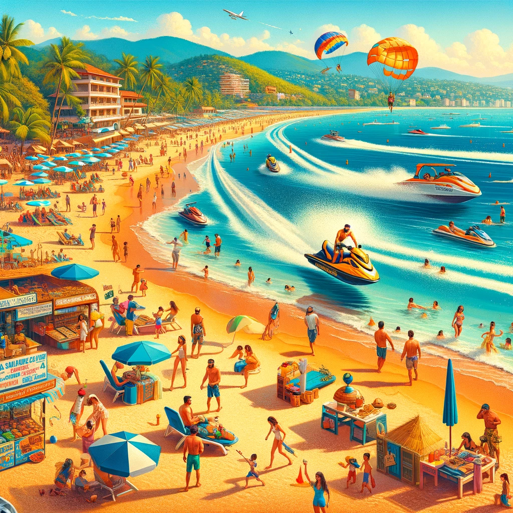 A vibrant and engaging scene at Las Glorias Beach