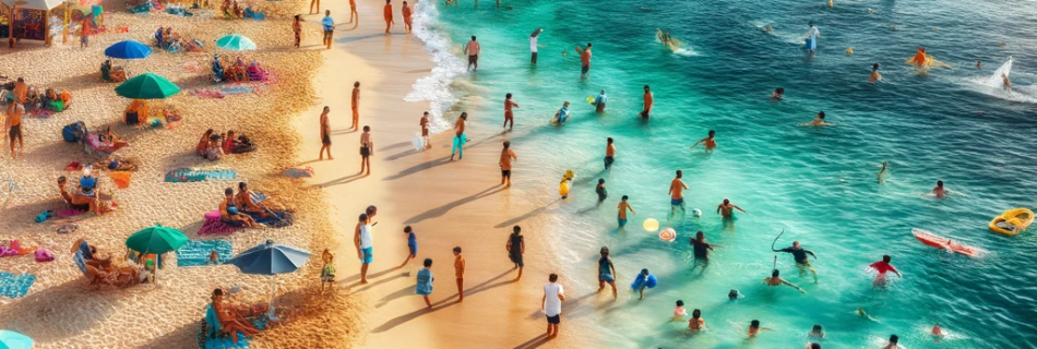 A lively and colorful scene at Playa Camarones Beach, Puerto Vallarta