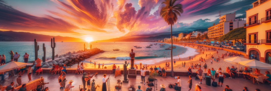 Vibrant and picturesque view of Malecon Beach in Puerto Vallarta