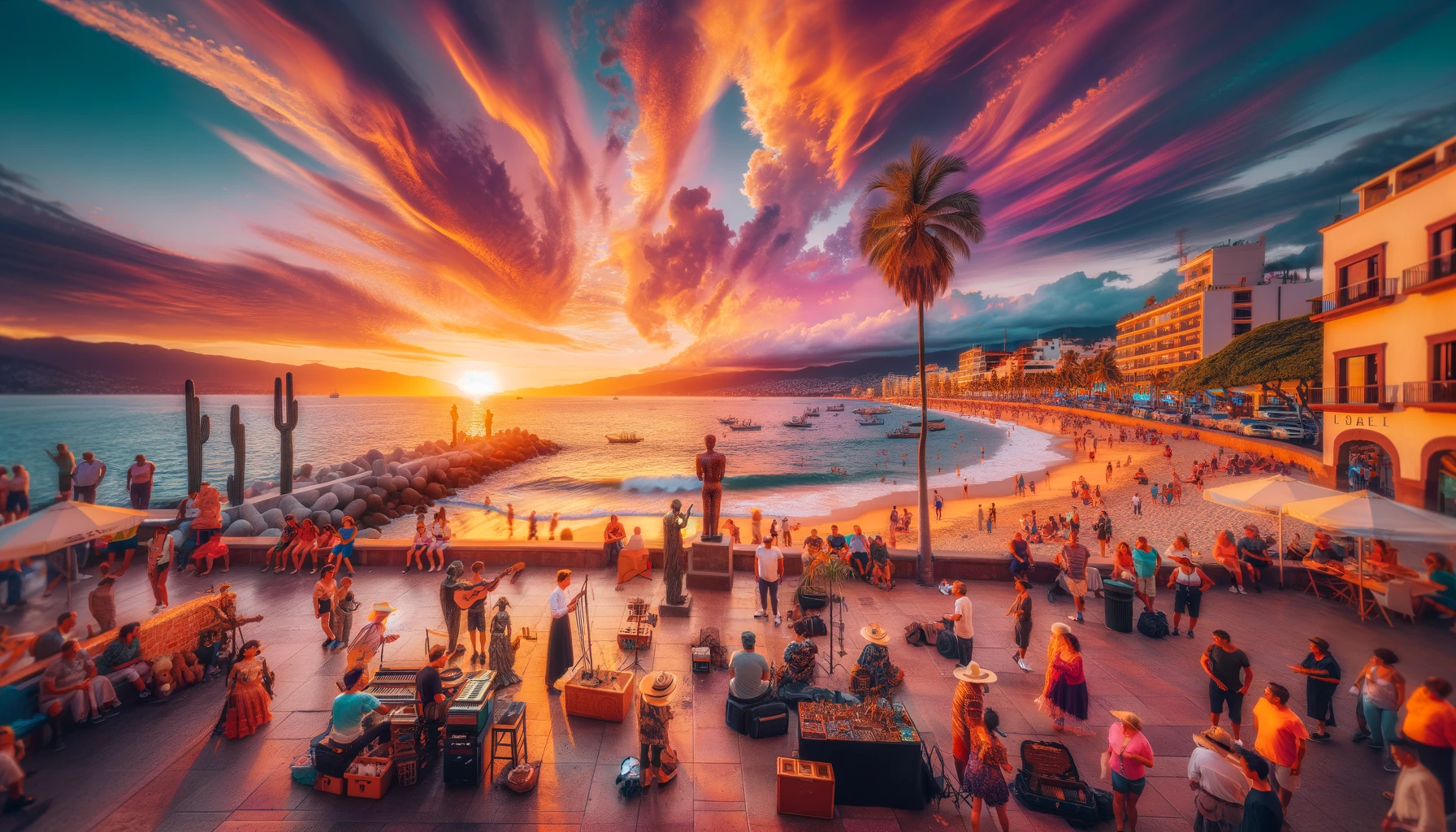 Vibrant and picturesque view of Malecon Beach in Puerto Vallarta