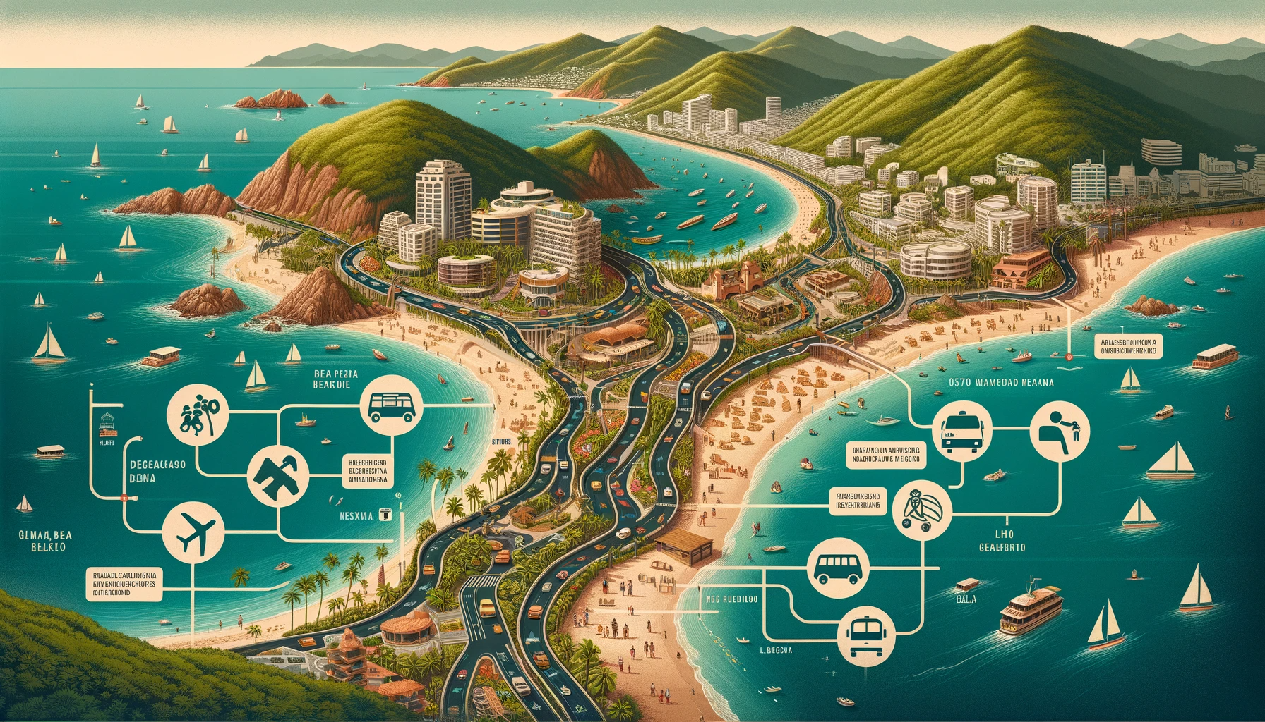 Detailed map showing routes to Amapas Beach in Puerto Vallarta