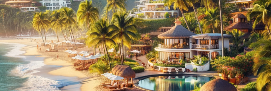 Tranquil and inviting view of Amapas Beach with a range of accommodations, from luxurious resorts to charming hotels.