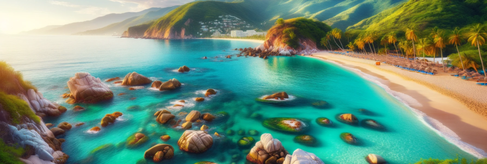 Tranquil view of Conchas Chinas Beach in Puerto Vallarta