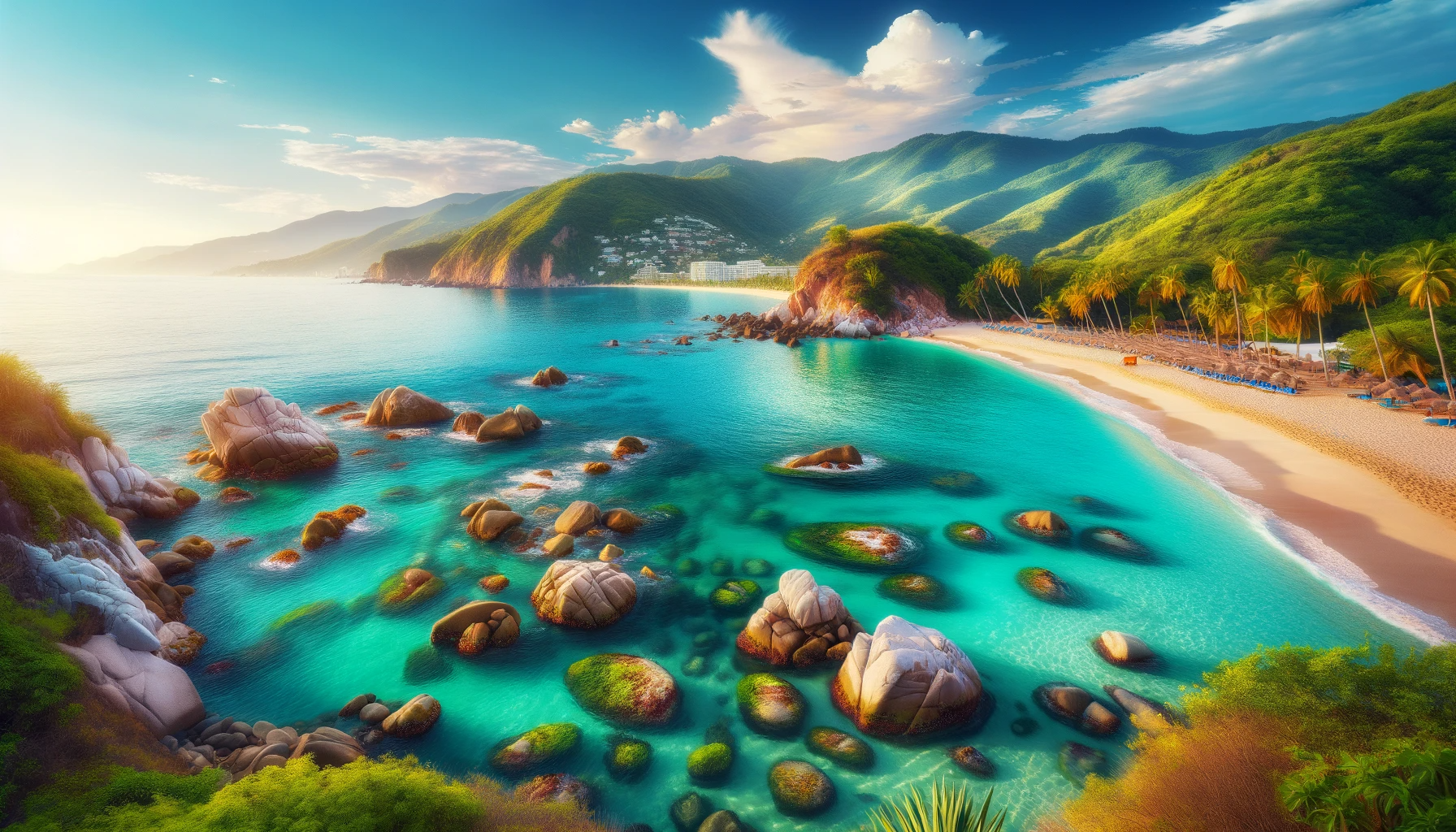 Tranquil view of Conchas Chinas Beach in Puerto Vallarta