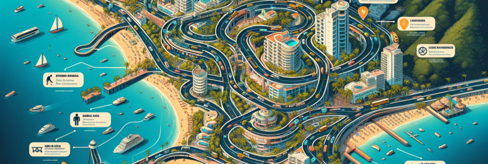 Comprehensive map showing routes to Conchas Chinas Beach in Puerto Vallarta