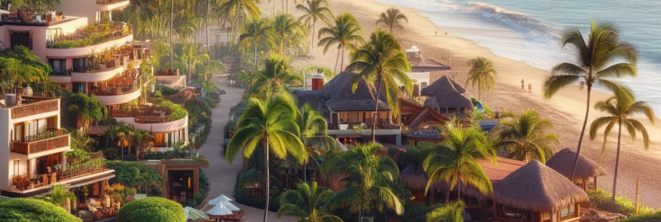 Tranquil morning at Palmares Beach with a variety of accommodations including resorts and boutique hotels.