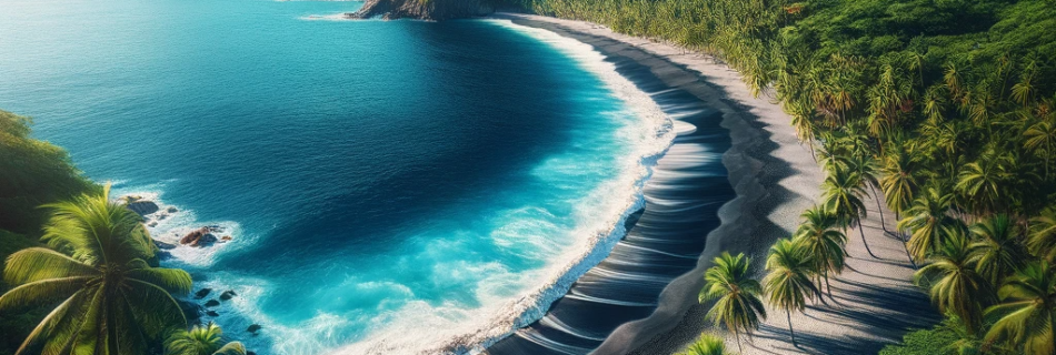 Stunning view of Madagascar Beach with black sand and clear waters