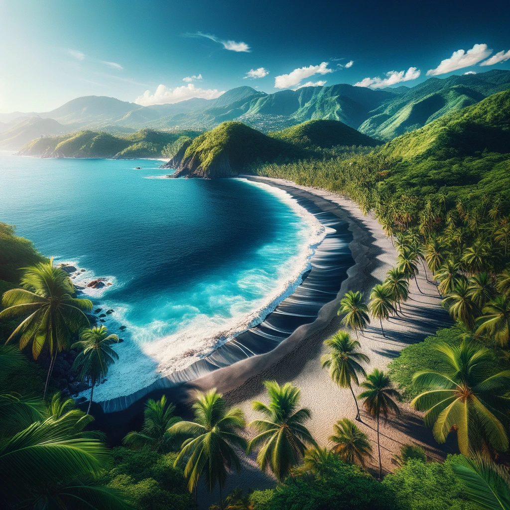 Stunning view of Madagascar Beach with black sand and clear waters